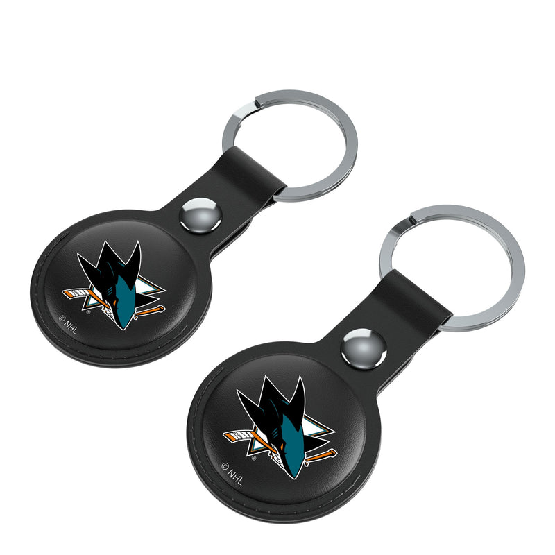 San Jose Sharks Insignia AirTag Black Airtag Holder 2-Pack Iso.Jpg