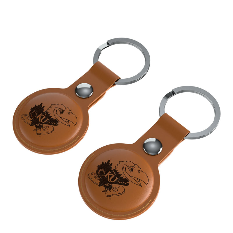 University of Kansas Jayhawks Burn AirTag Brown Airtag Holder 2-Pack Iso.Jpg