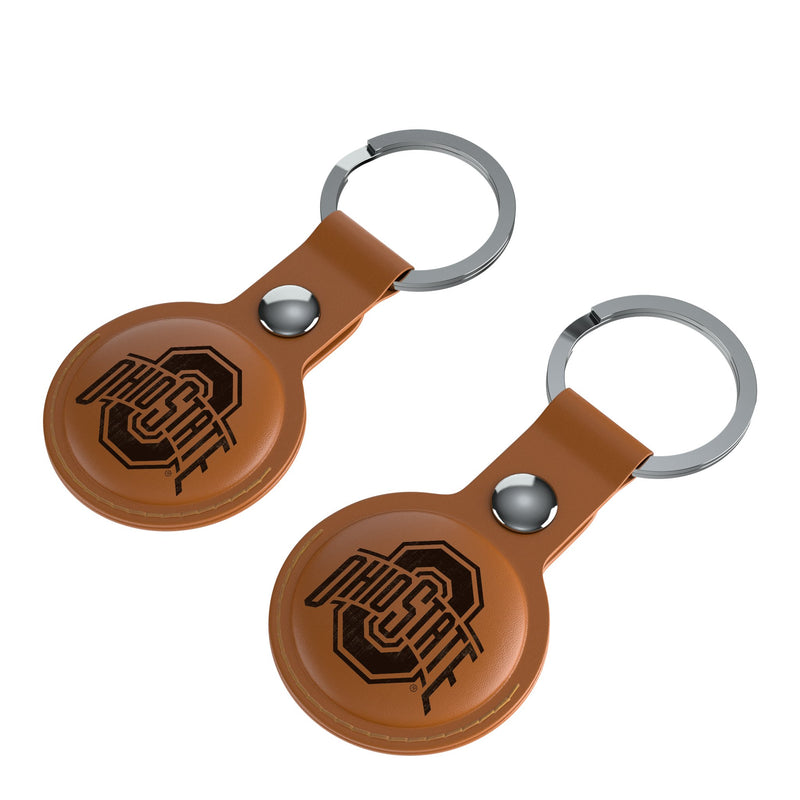 Ohio State University Buckeyes Burn AirTag Brown Airtag Holder 2-Pack Iso.Jpg