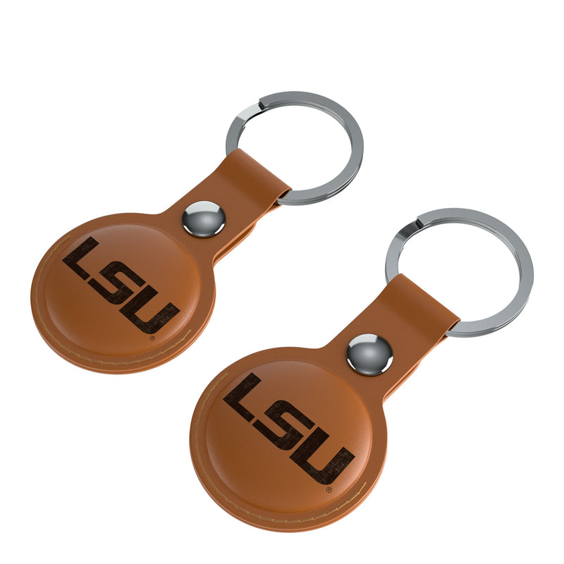 Louisiana State University Tigers Burn AirTag Brown Airtag Holder 2-Pack Iso.Jpg