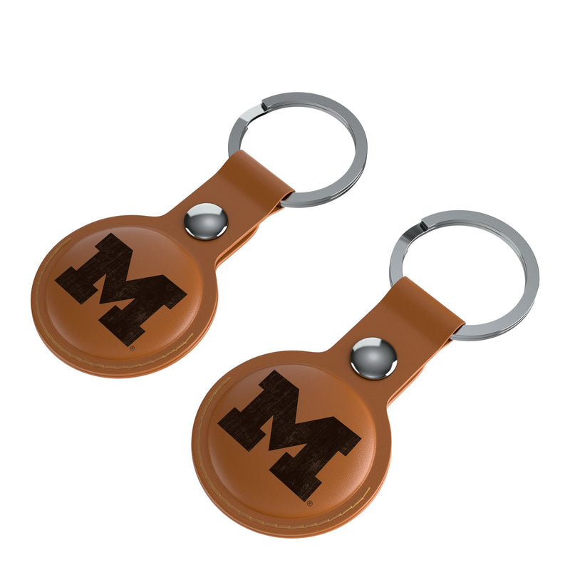 University of Michigan Wolverines Burn AirTag Brown Airtag Holder 2-Pack Iso.Jpg