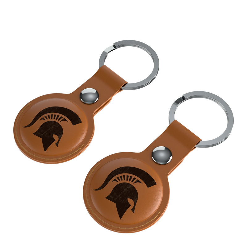 Michigan State University Spartans Burn AirTag Brown Airtag Holder 2-Pack Iso.Jpg