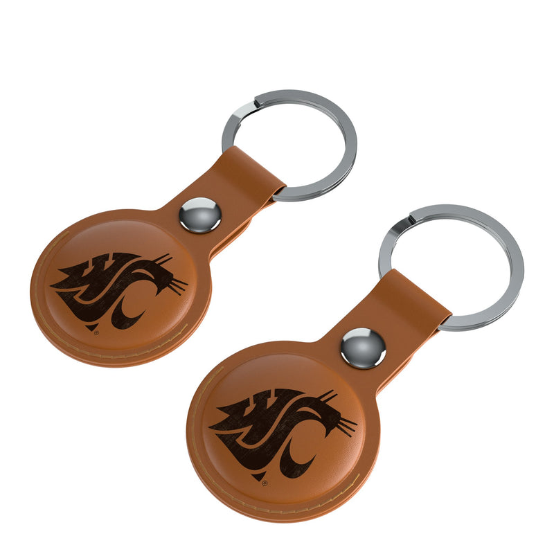 Washington State University Cougars Burn AirTag Brown Airtag Holder 2-Pack Iso.Jpg