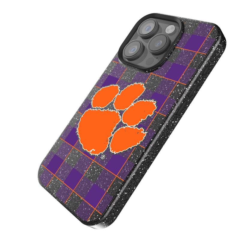 Clemson University Tigers Plaid iPhone Bling Phone Case Iso.Jpg