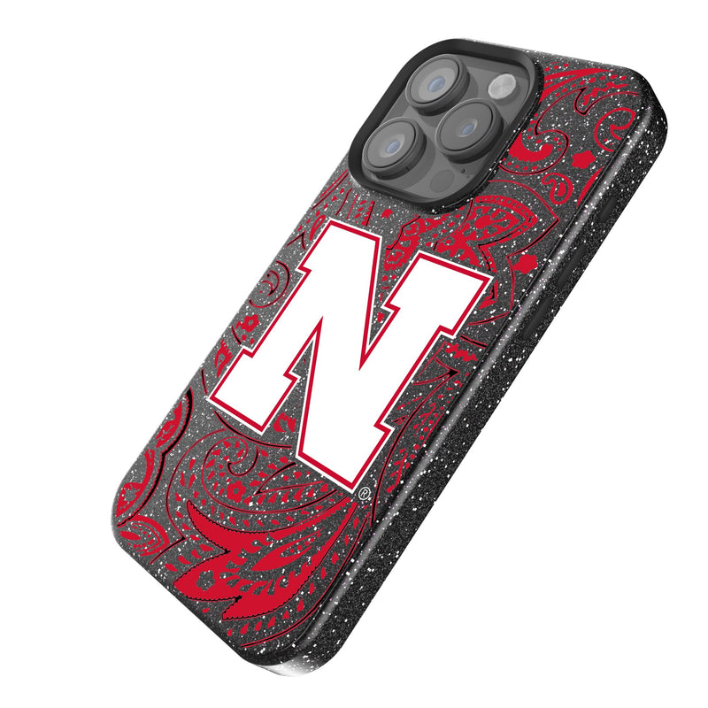 University of Nebraska Huskers Block N Paisley iPhone Bling Phone Case Iso.Jpg