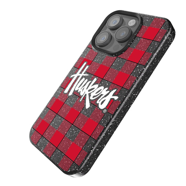 University of Nebraska Huskers Plaid iPhone Bling Phone Case Iso.Jpg