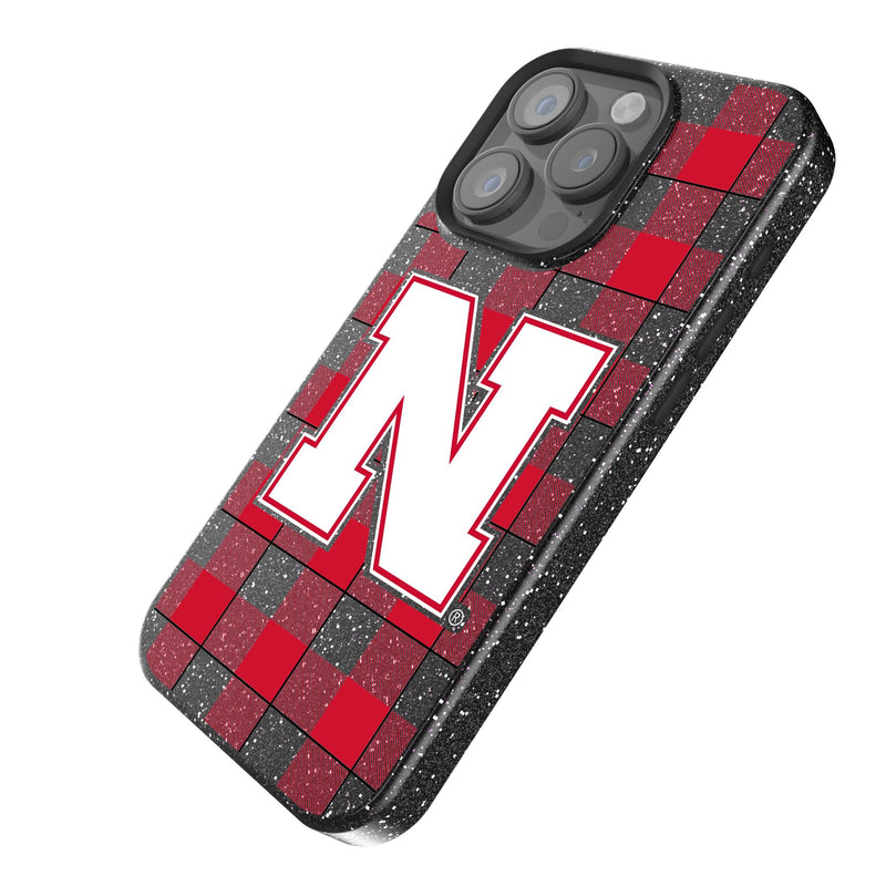 University of Nebraska Huskers Block N Plaid iPhone Bling Phone Case Iso.Jpg