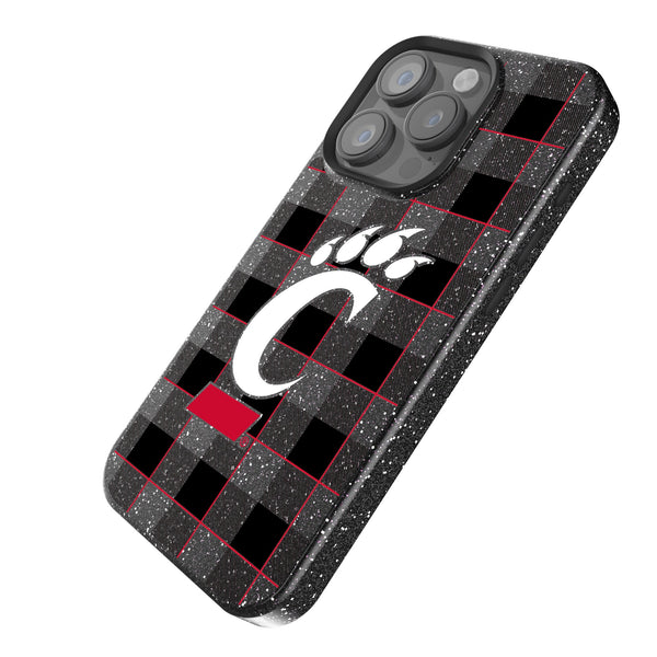 University of Cincinnati Bearcats Plaid iPhone Bling Phone Case Iso.Jpg