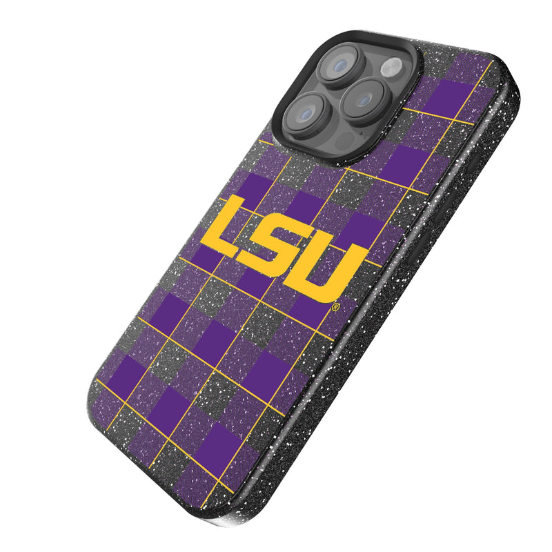 Louisiana State University Tigers Plaid iPhone Bling Phone Case Iso.Jpg