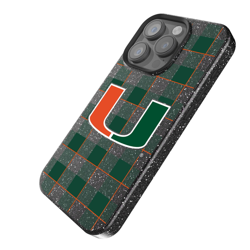 University of Miami Hurricanes Plaid iPhone Bling Phone Case Iso.Jpg