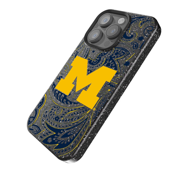 University of Michigan Wolverines Paisley iPhone Bling Phone Case Iso.Jpg