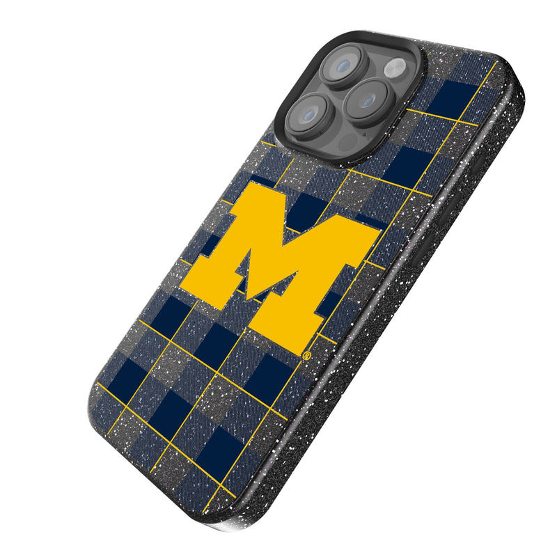 University of Michigan Wolverines Plaid iPhone Bling Phone Case Iso.Jpg