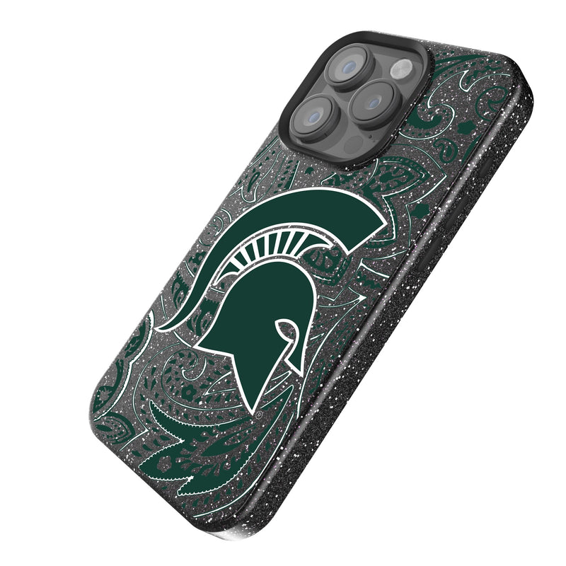 Michigan State University Spartans Paisley iPhone Bling Phone Case Iso.Jpg