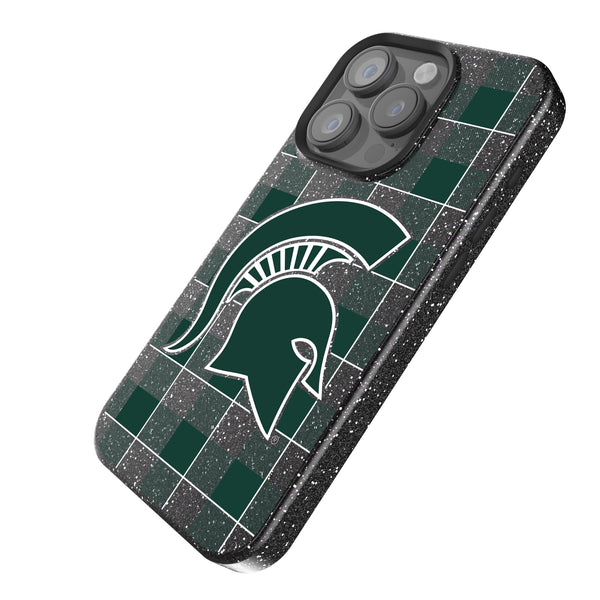 Michigan State University Spartans Plaid iPhone Bling Phone Case Iso.Jpg