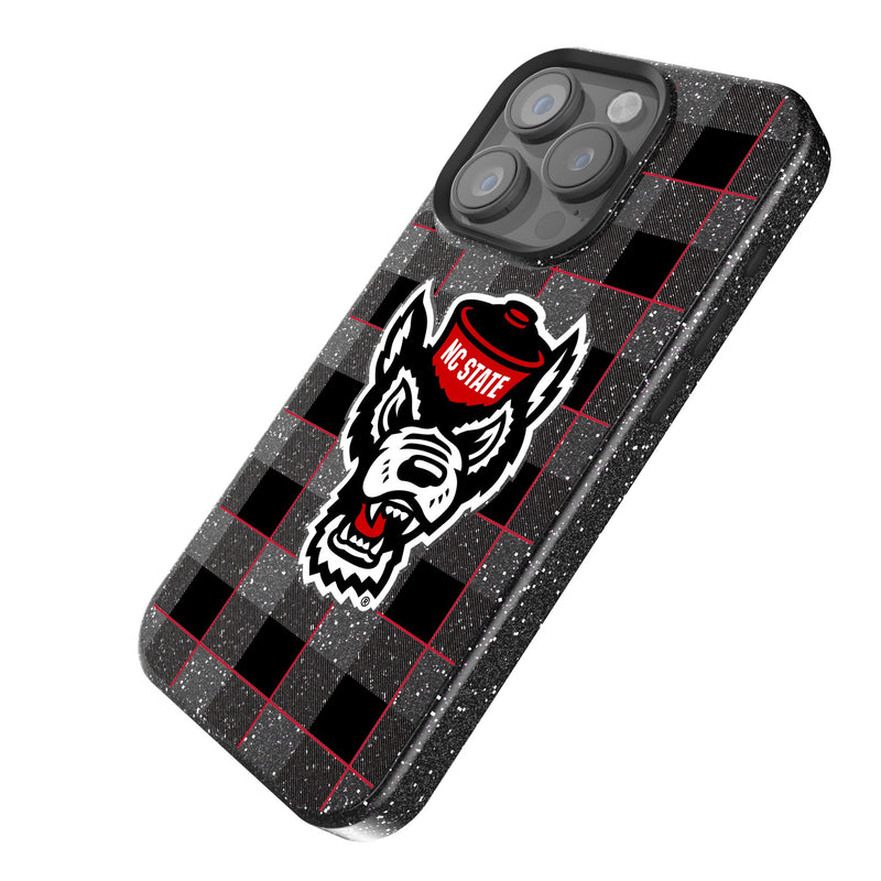 North Carolina State University Wolfpack Plaid iPhone Bling Phone Case Iso.Jpg