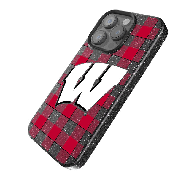 University of Wisconsin Badgers Plaid iPhone Bling Phone Case Iso.Jpg