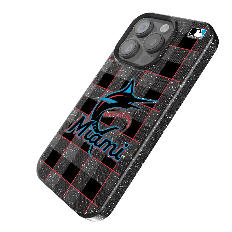 Miami Marlins Plaid iPhone Bling Phone Case Iso.Jpg