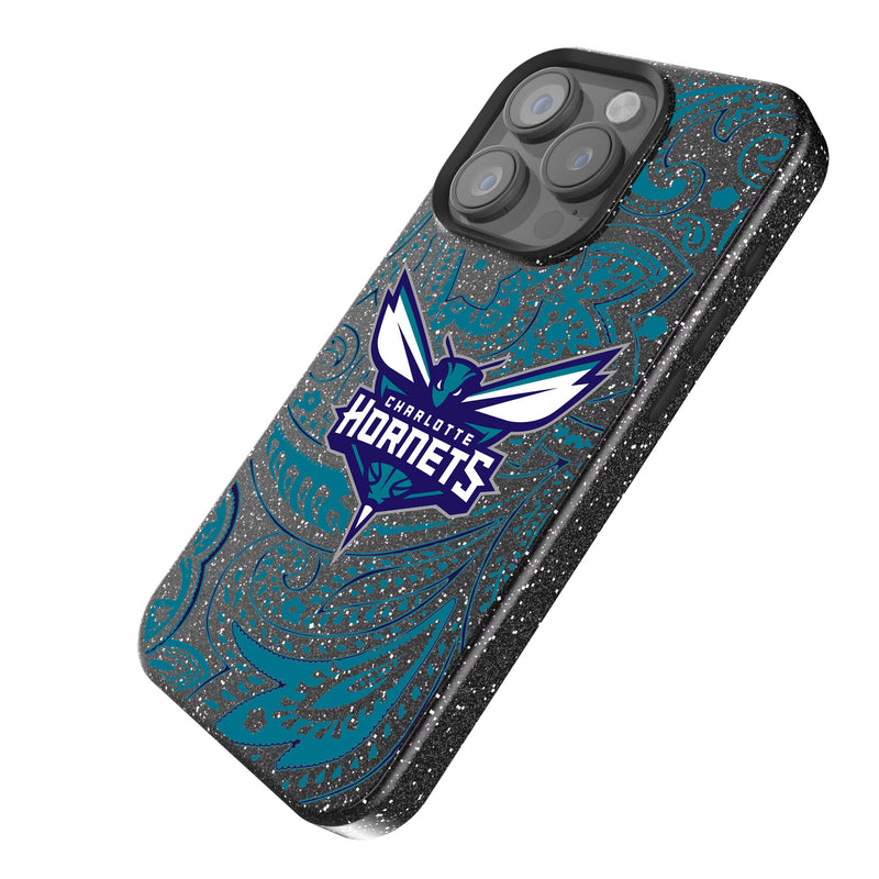 Charlotte Hornets Paisley iPhone Bling Phone Case Iso.Jpg