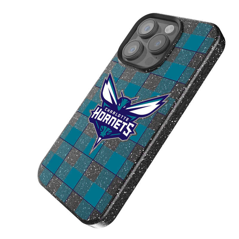 Charlotte Hornets Plaid iPhone Bling Phone Case Iso.Jpg