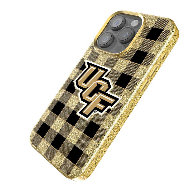 University of Central Florida Golden Knights Plaid iPhone Bling Phone Case Iso.Jpg