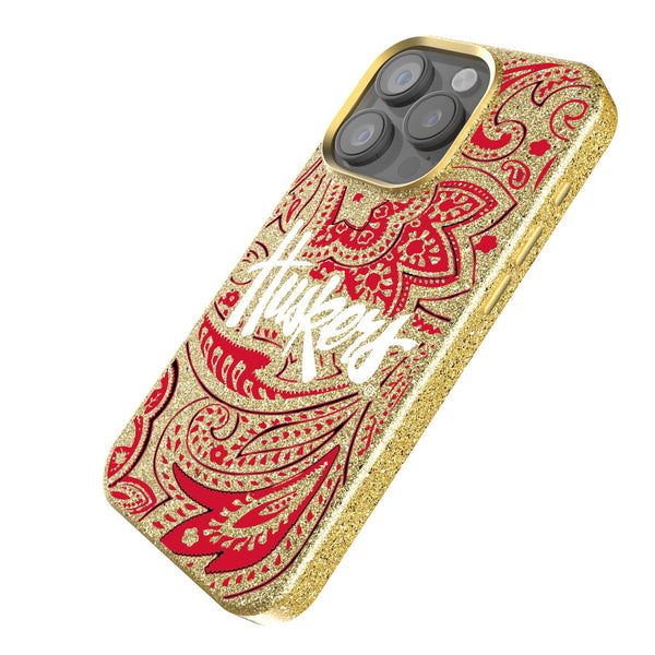 University of Nebraska Huskers Paisley iPhone Bling Phone Case Iso.Jpg