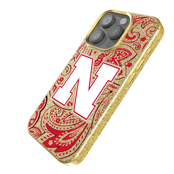 University of Nebraska Huskers Block N Paisley iPhone Bling Phone Case Iso.Jpg