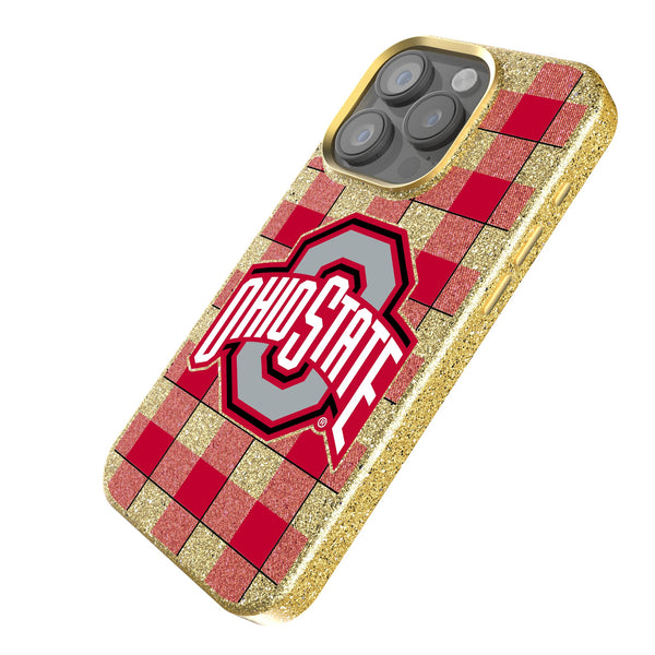 Ohio State University Buckeyes Plaid iPhone Bling Phone Case Iso.Jpg