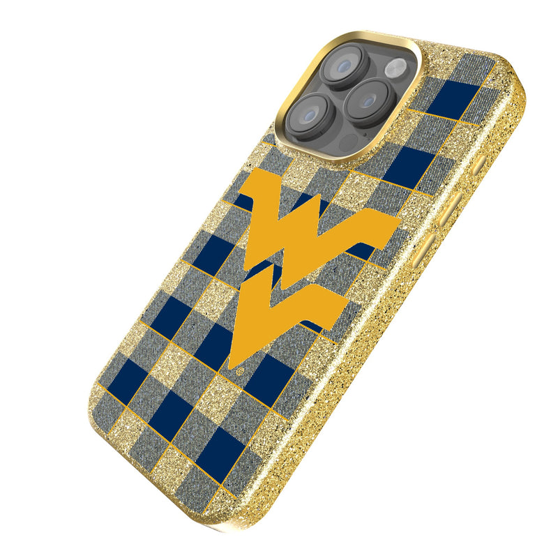 West Virginia University Mountaineers Plaid iPhone Bling Phone Case Iso.Jpg