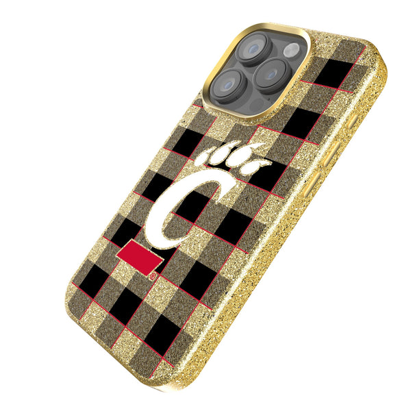 University of Cincinnati Bearcats Plaid iPhone Bling Phone Case Iso.Jpg