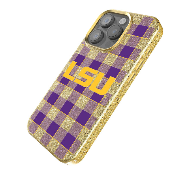 Louisiana State University Tigers Plaid iPhone Bling Phone Case Iso.Jpg