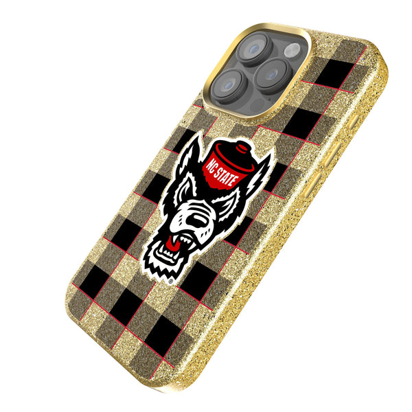 North Carolina State University Wolfpack Plaid iPhone Bling Phone Case Iso.Jpg