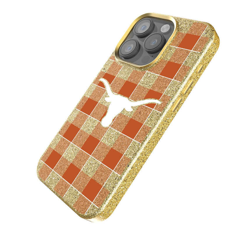 University of Texas Longhorns Plaid iPhone Bling Phone Case Iso.Jpg