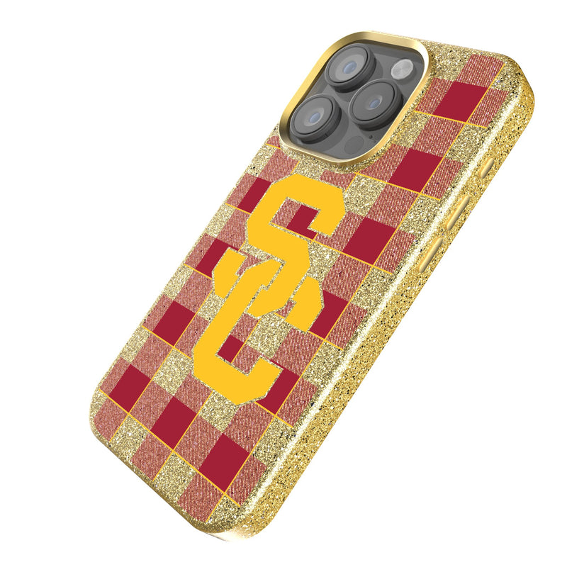 University of Southern California Trojans Plaid iPhone Bling Phone Case Iso.Jpg