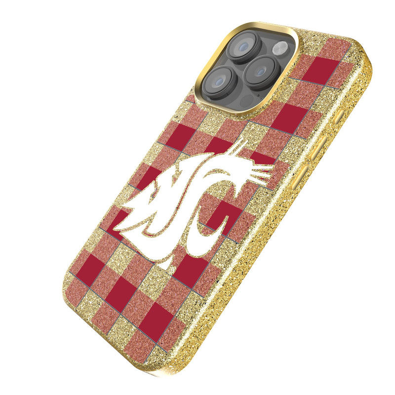 Washington State University Cougars Plaid iPhone Bling Phone Case Iso.Jpg