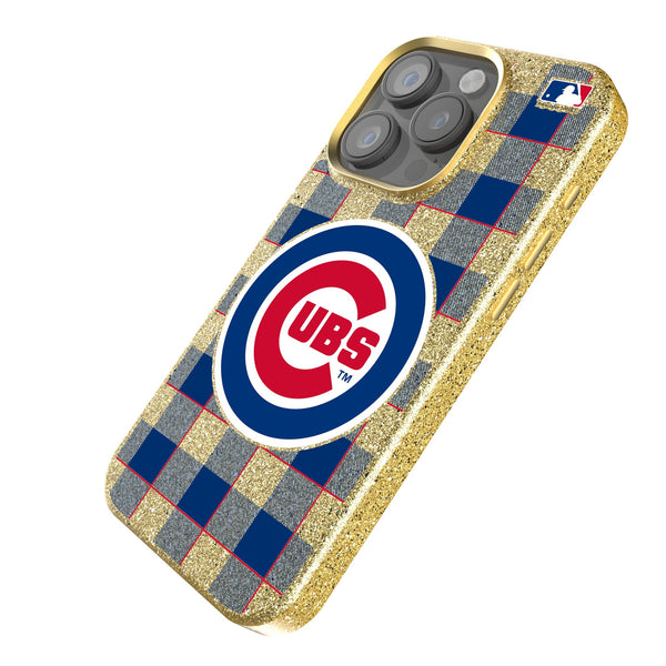 Chicago Cubs Plaid iPhone Bling Phone Case Iso.Jpg