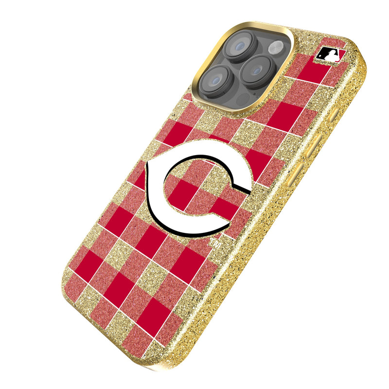 Cincinnati Reds Plaid iPhone Bling Phone Case Iso.Jpg