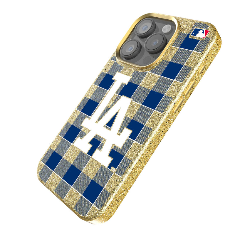 LA Dodgers Plaid iPhone Bling Phone Case Iso.Jpg