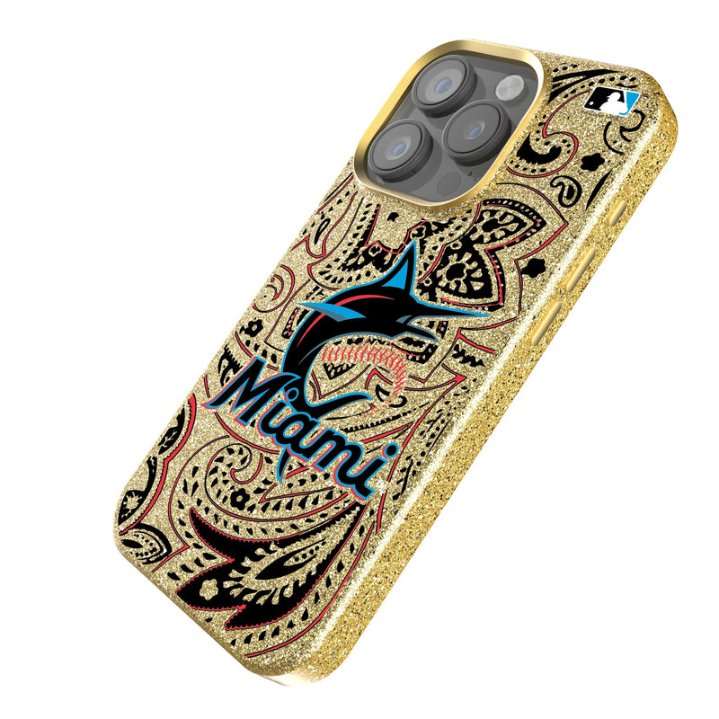 Miami Marlins Paisley iPhone Bling Phone Case Iso.Jpg