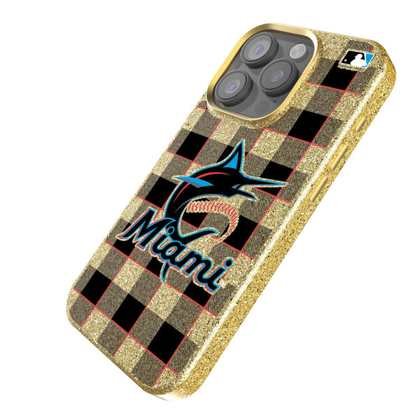 Miami Marlins Plaid iPhone Bling Phone Case Iso.Jpg