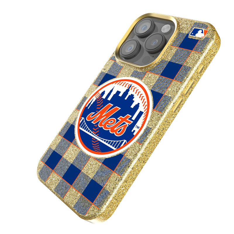 New York Mets Plaid iPhone Bling Phone Case Iso.Jpg