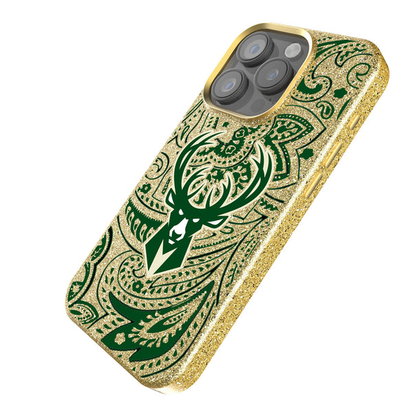 Milwaukee Bucks Paisley iPhone Bling Phone Case Iso.Jpg