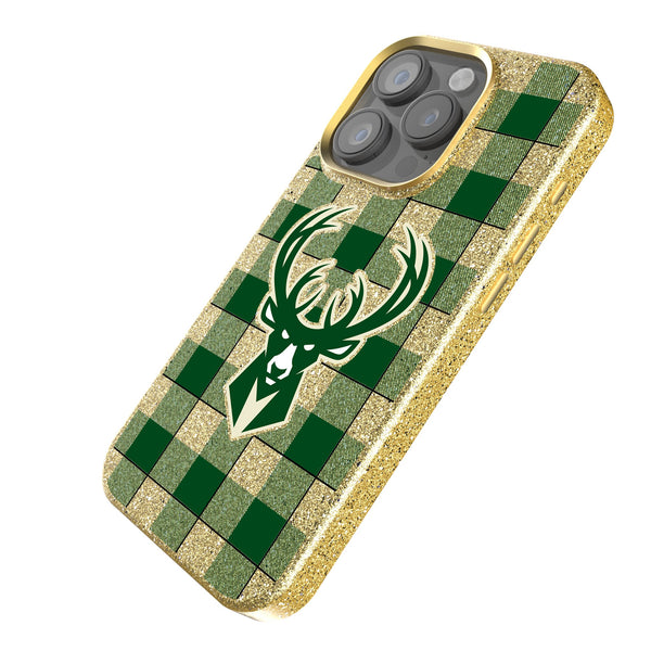 Milwaukee Bucks Plaid iPhone Bling Phone Case Iso.Jpg