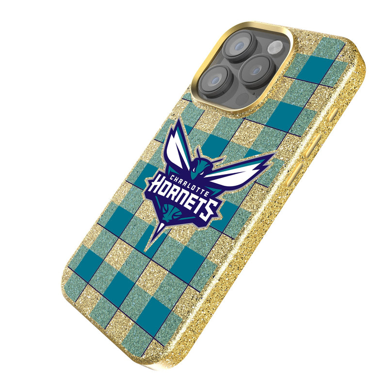 Charlotte Hornets Plaid iPhone Bling Phone Case Iso.Jpg