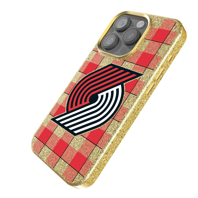 Portland Trail Blazers Plaid iPhone Bling Phone Case Iso.Jpg