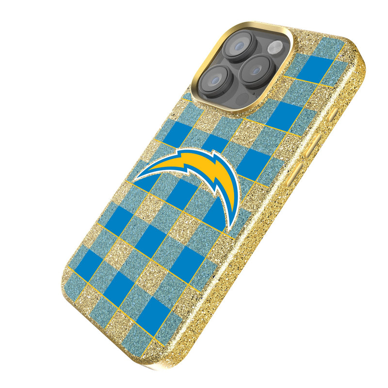 Los Angeles Chargers Plaid iPhone Bling Phone Case Iso.Jpg