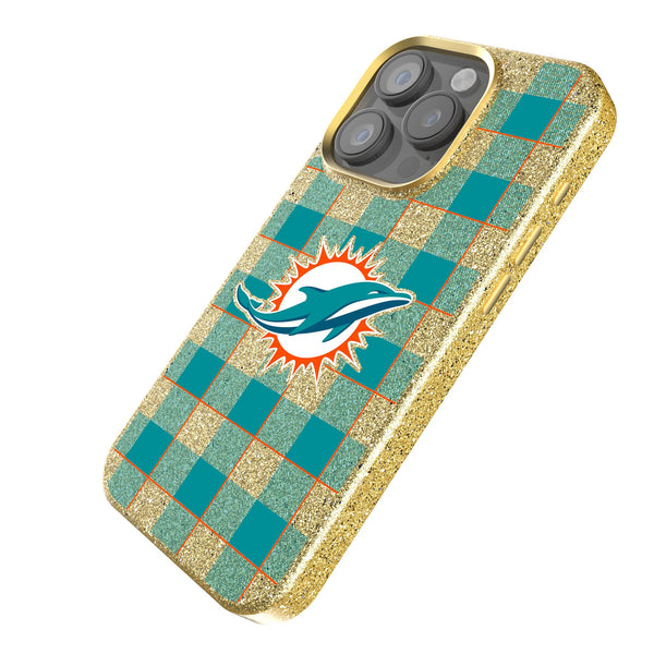 Miami Dolphins Plaid iPhone Bling Phone Case Iso.Jpg