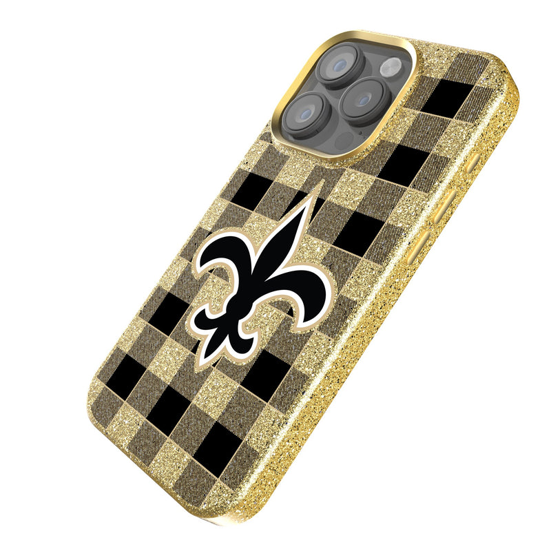 New Orleans Saints Plaid iPhone Bling Phone Case Iso.Jpg