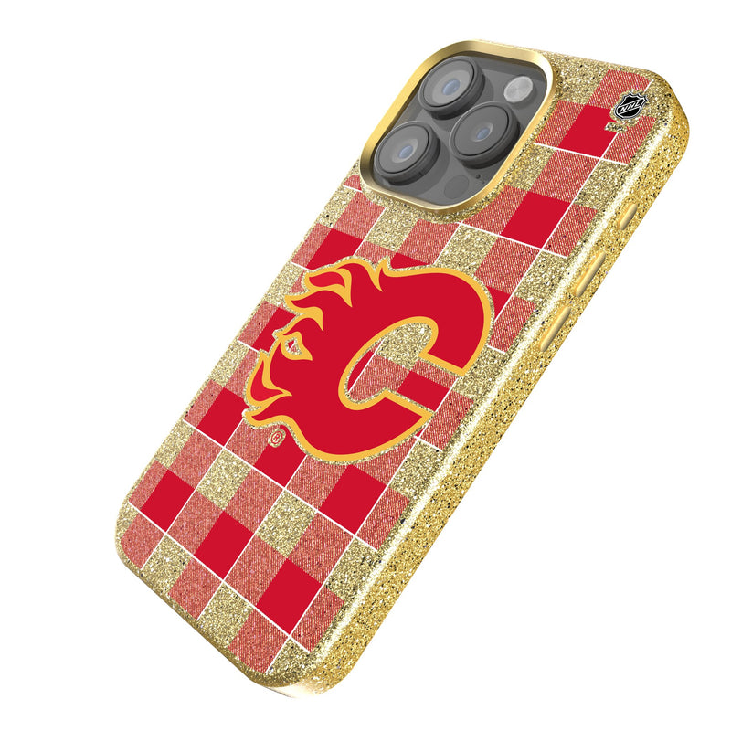 Calgary Flames Plaid iPhone Bling Phone Case Iso.Jpg