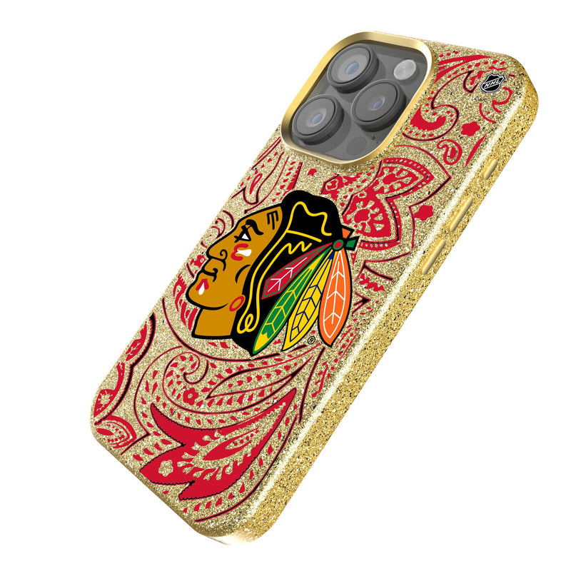 Chicago Blackhawks Paisley iPhone Bling Phone Case Iso.Jpg