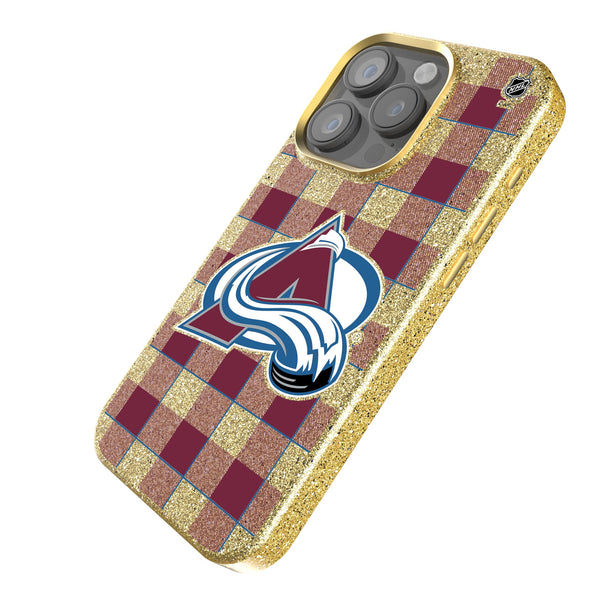 Colorado Avalanche Plaid iPhone Bling Phone Case Iso.Jpg